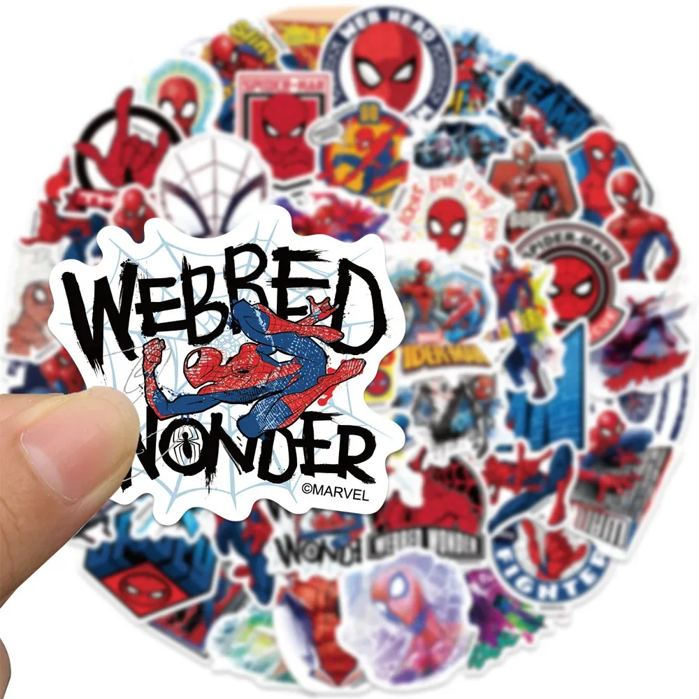 50 szt. Naklejki Disney Marvel Superhero Spiderman DIY bagaż motocyklowy deskorolka na lodówkę samochód wodoodporna naklejka zabawka dla dzieci