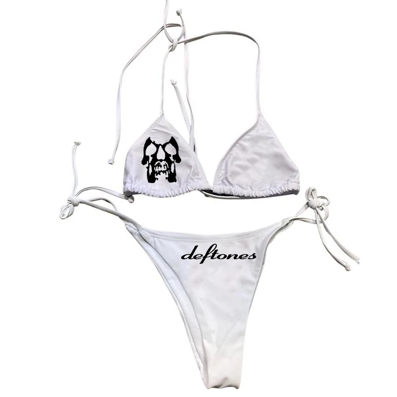 

Y2k Sexy Women skeleton Graphic Swimwear Bikini Set Bra Tie Side G-String Thong Beach e Suit Swimsuit Bathing Suit Swimming Suit