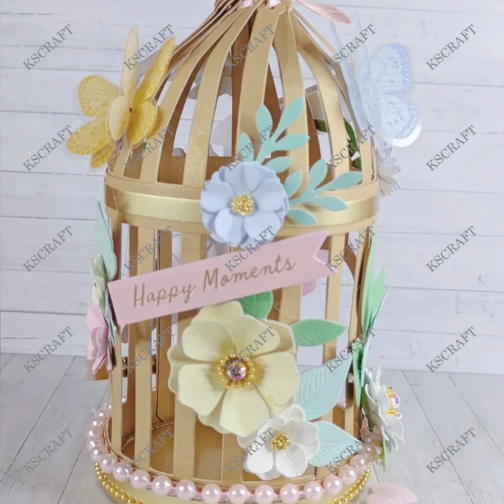 KSCRAFT 3D Bird Cage Box Cutting Dies Stencils for DIY Scrapbooking Decorative Embossing DIY Paper Cards