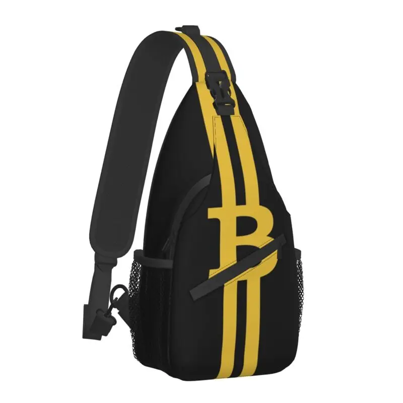 Blockchain Digital Currency Bitcoin Sling Chest Crossbody Bag Men Casual BTC Cryptocurrency Shoulder Backpack for Hiking