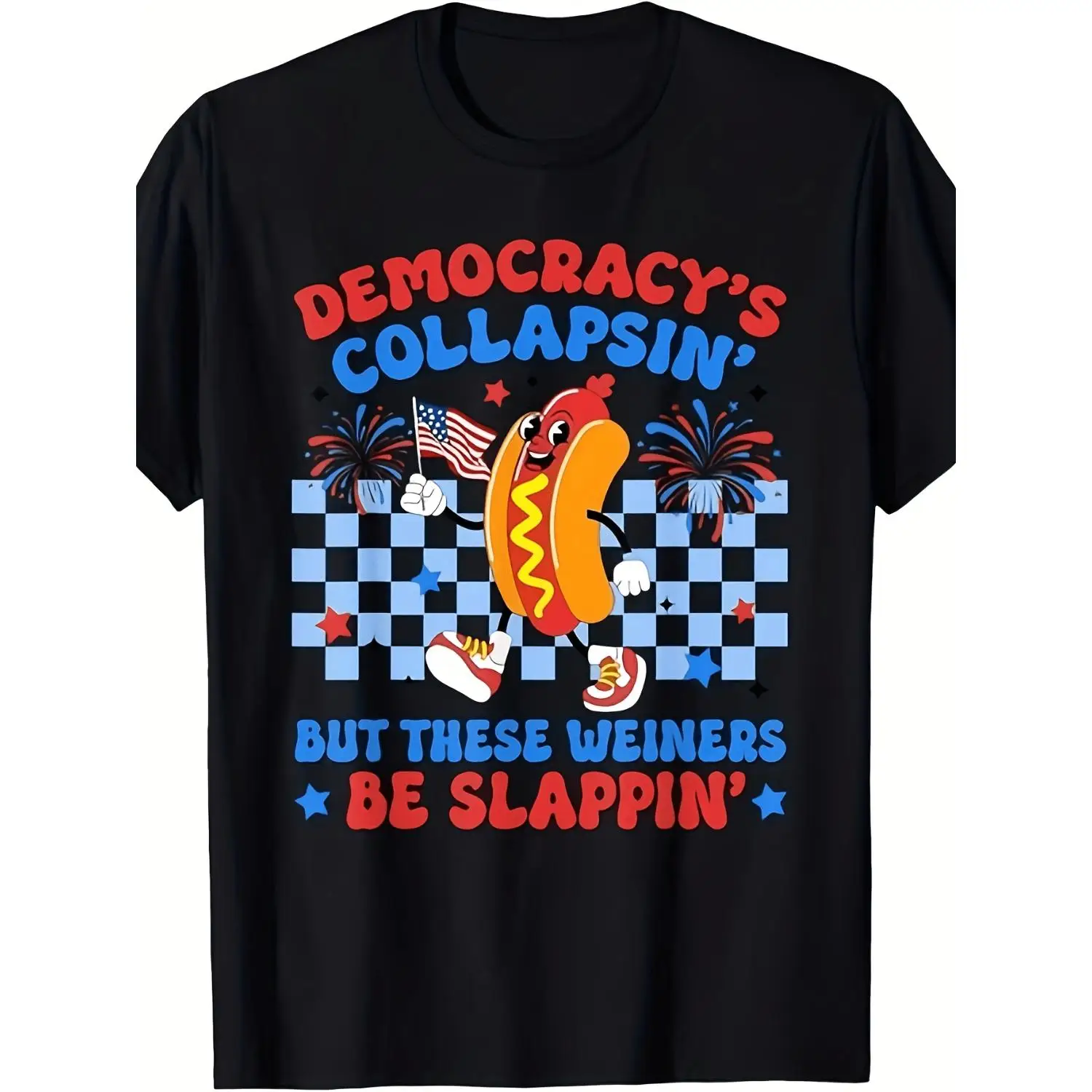 Funny 4th of July Hot Dog T-Shirt with 