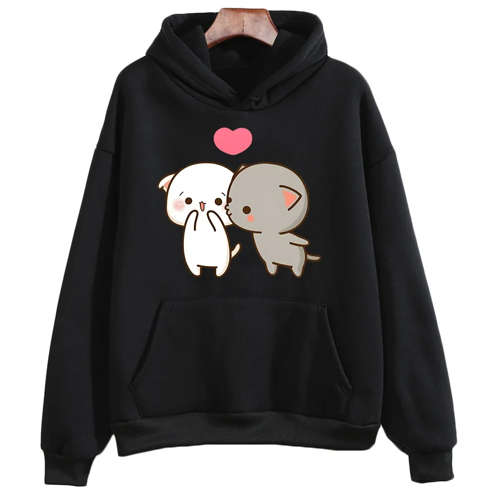 Peach And Goma Mochi Cute Cat Cartoon Print Clothing Plus Size Hoodie Men Women Couple Sweatshirts Long Sleeve Fmeale Streetwear