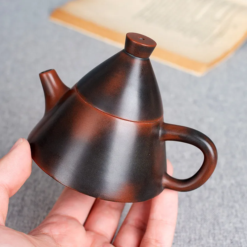 Qinzhou Nixing Pottery Teapot Pure Handmade Raw Ore Nickel Material Famous Grain Pile Pot Bronze Small Capacity Tea Set