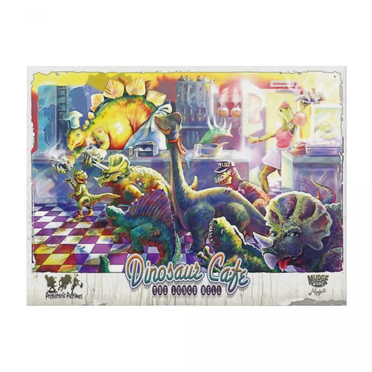 

Stegosaurus Triceratops T Rex Dinosaur Cafe Throw Blanket Custom anime Softest Plush Blankets