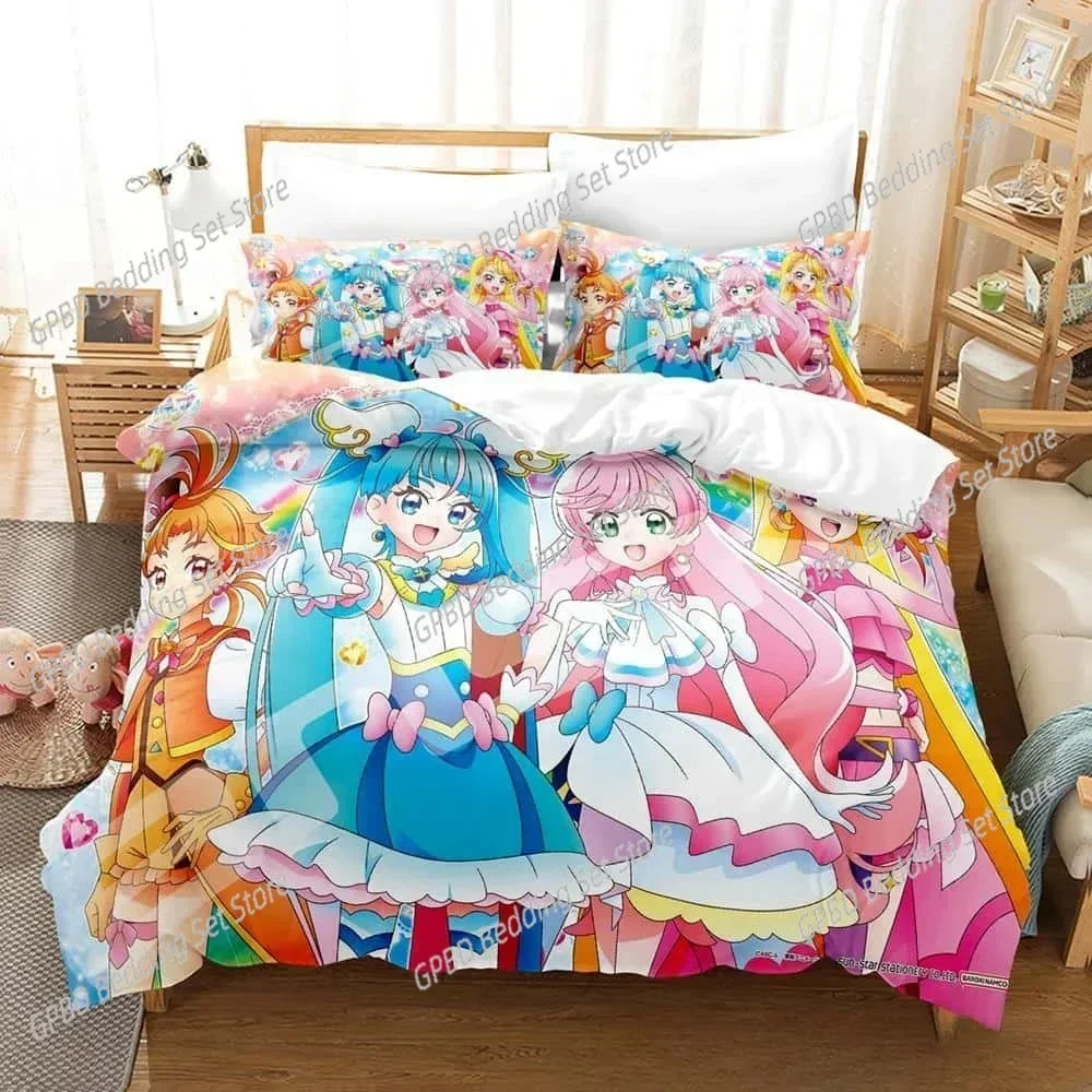 3D Kawaii Anime Hirogaru Sky! Pretty Cure Comfortable Duvet Quilt Cover Pillowcase Bedding Set Bedroom Decoration Home Textile