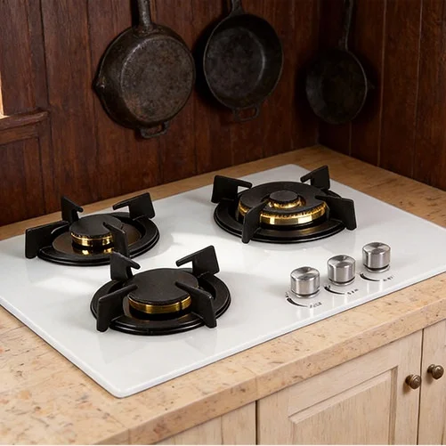 European-style small three-port embedded household natural gas stove, tempered glass surface, 5.0kW, all-copper burner