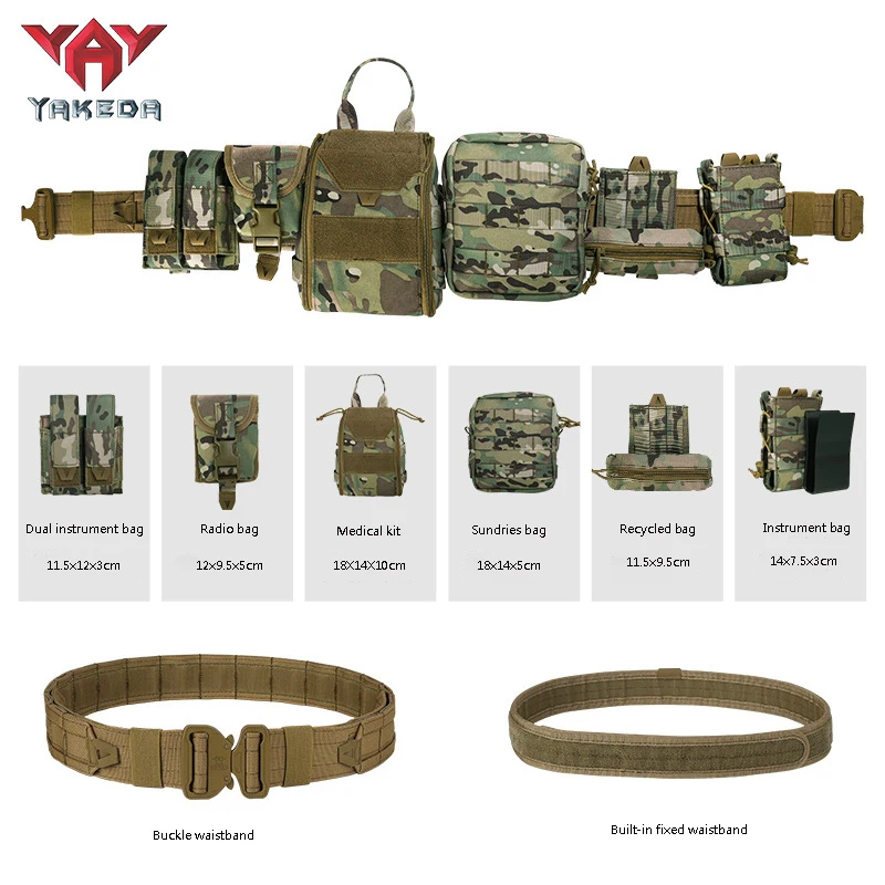 YAKEDA 8 in 1 Special Forces 1000D Tactical Belt Bag Waistpack Camouflage CS Shooting Hunting Accessories Package