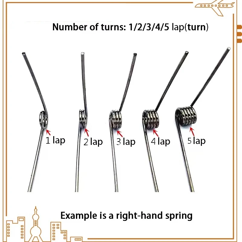 10Pcs Left Hand Torsion Spring, 304 Stainless Steel V Shape Reset Spring, Wire Dia 1.5mm, 1/2/3/4/5 Coils