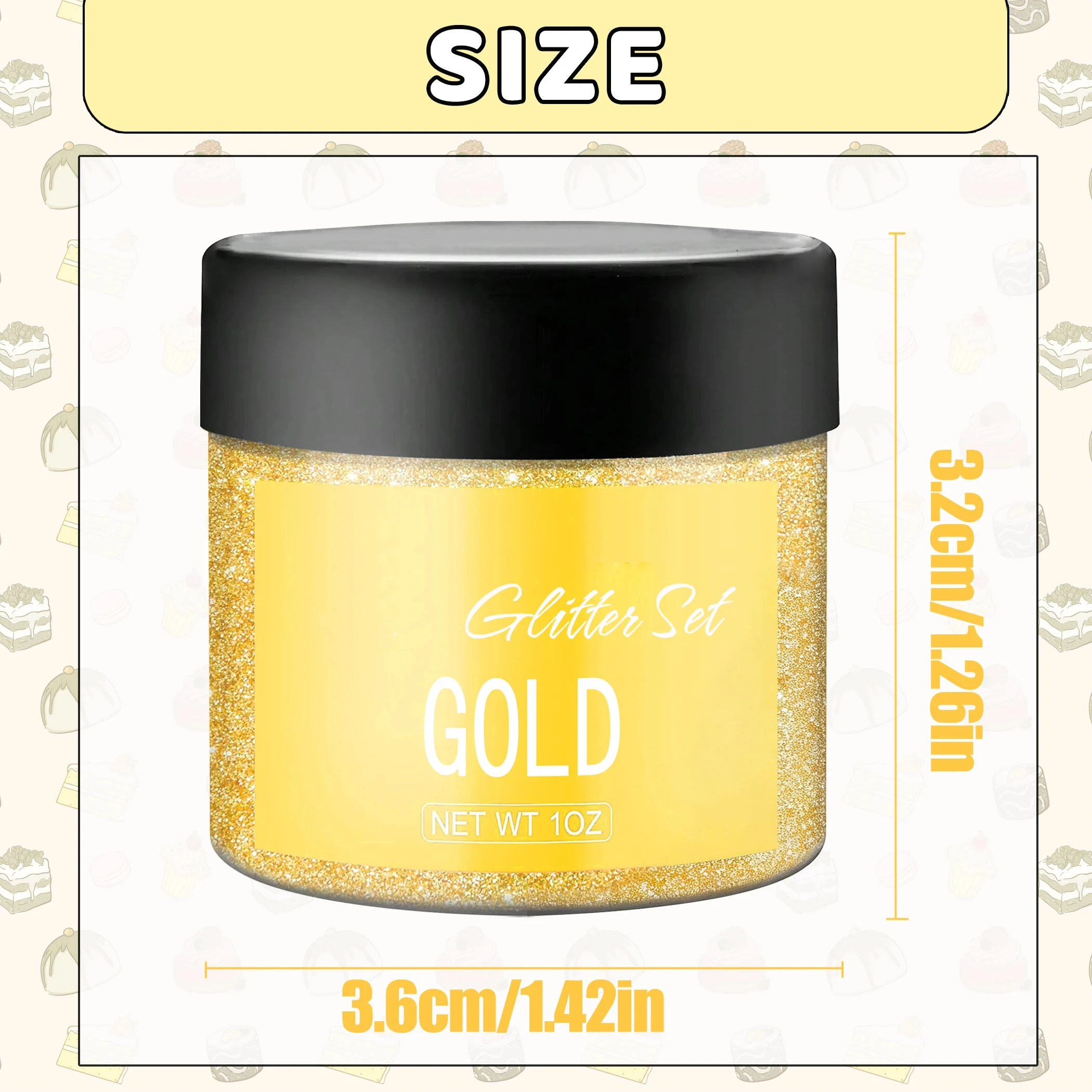 Glitter-Drink,Cookies Cake Decorating,Shimmer Metallic Cake Dust,Coloring Powder for Baking,Fondant,Chocolate,Candy decoration