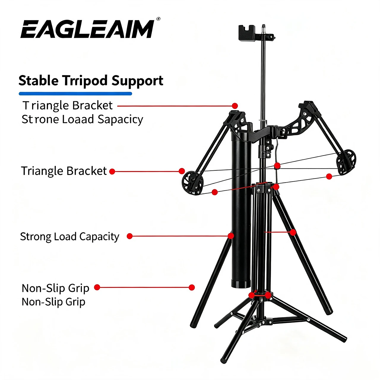 Multi‑Function Archery Bow Stand Foldable Tripod Bow Holder w Arrow Quiver 360° Adj Metal Bow Rack for Compound Recurve BowAcce