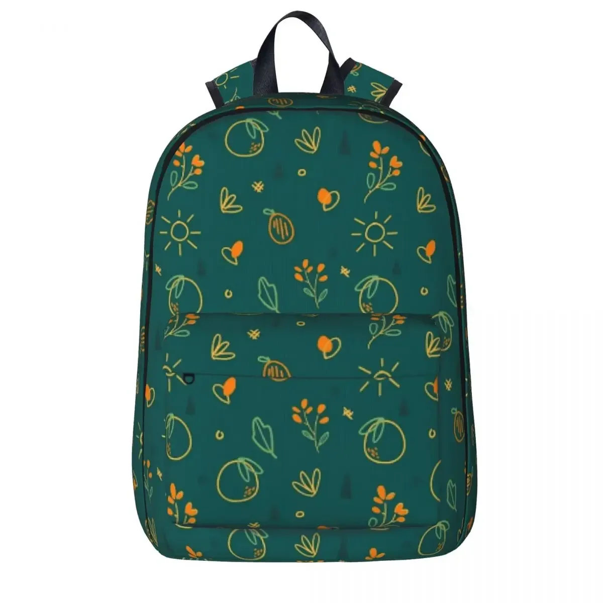 Mochila con patrón naranja de gran capacidad para estudiantes, bolso de hombro para computadora portátil, mochila de viaje a la moda, bolsa escolar para niños