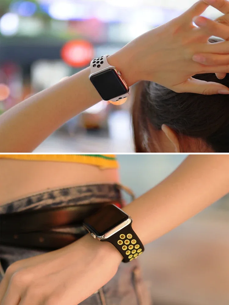 애플 워치 스트랩용 스포츠 밴드, 울트라 2, 49mm, 45mm, 41mm, 40mm, 44mm, 42mm, 한국 실리콘 팔찌, iwatch 시리즈 9, 8, 7, 6, 5, 4, 3 SE