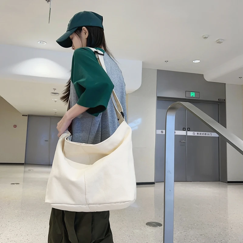 2023 borsa a tracolla donna Shopper Canvas Tote Bag donna Solid Simple Large Capacity Crossbody Bags borse firmate da donna