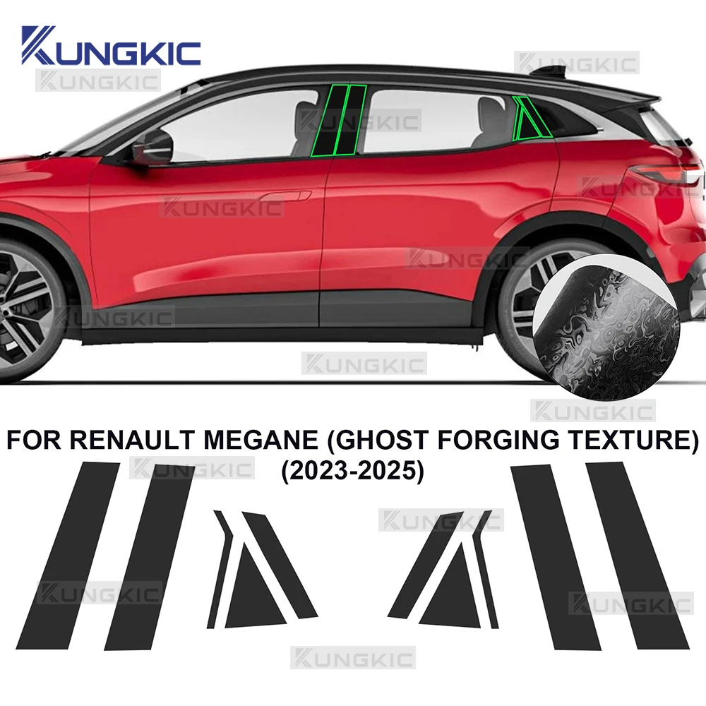 For Renault Megane 2023 2024 2025 Clear Black Anti-scratch TPU PPF Pre-cut Sticker Car B C Pillars Rearview Protection Film
