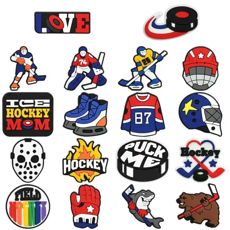18/36pcs Lce Hockey Shoe Charms For Sandals,Shoe Decoration Accessories Shoe Pins Great Gift For Men Women
