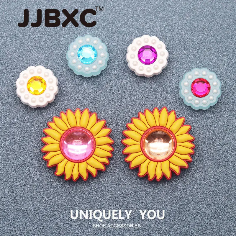 JJBXC Charm Shoe Buckle with Diamond Three-Dimensional Flower Design
