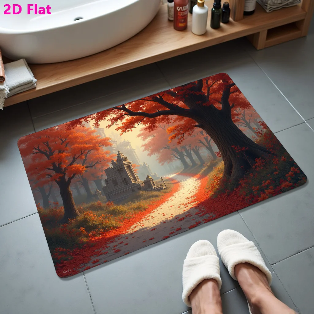 Festive Fall Season Motif Floor Rug Decorative Non Slip Door Mat Versatile Decor For Restaurant Gym Dance Studio