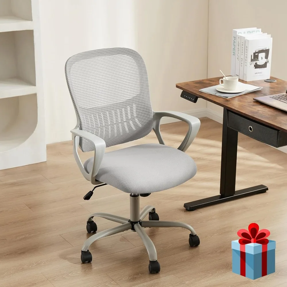 

Office Computer Gaming Desk Chair, Ergonomic Mid-Back Mesh Rolling Work Swivel Task Chairs with Wheels, Comfortable Lumbar