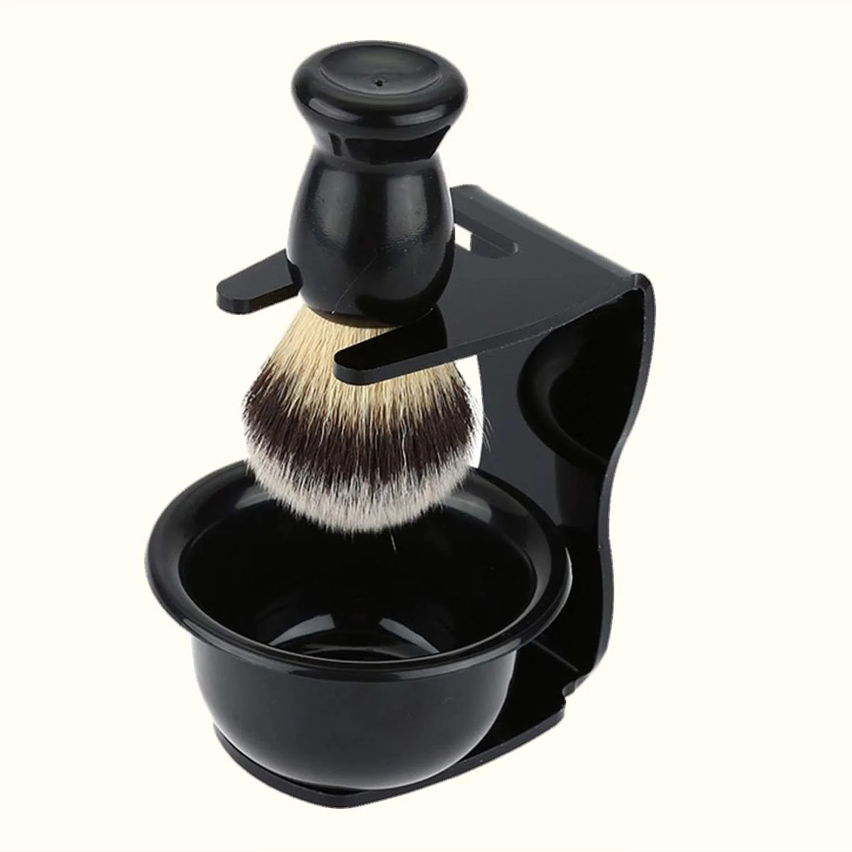 

Nylon Shaving Razor Brush Acrylic Stand and Sleek Soap Bowl Set for Facial Cleaning shaving brush stand