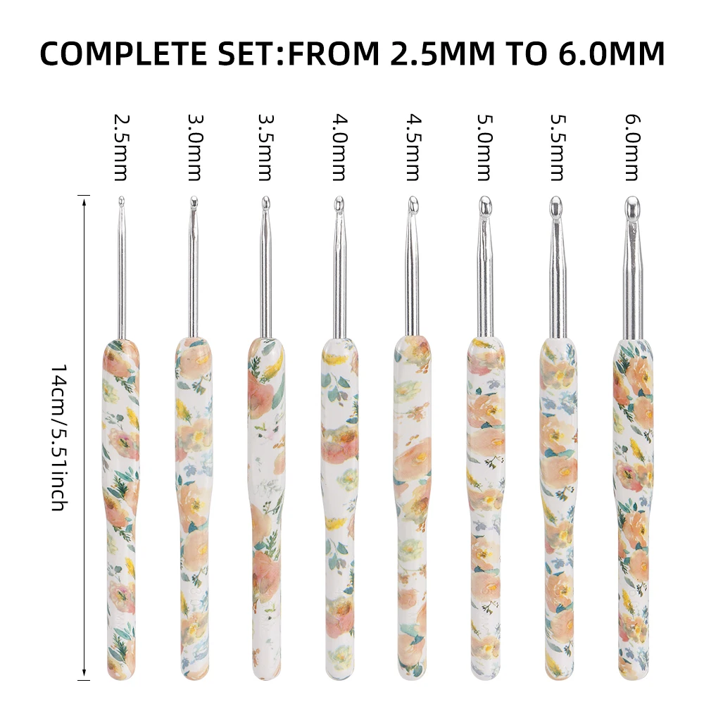 2.5mm-6mm High-Quality Stainless Steel Crochet Needle Plastic Grip Buffering Handle Weaving Hook DIY Tool Knitting Needle