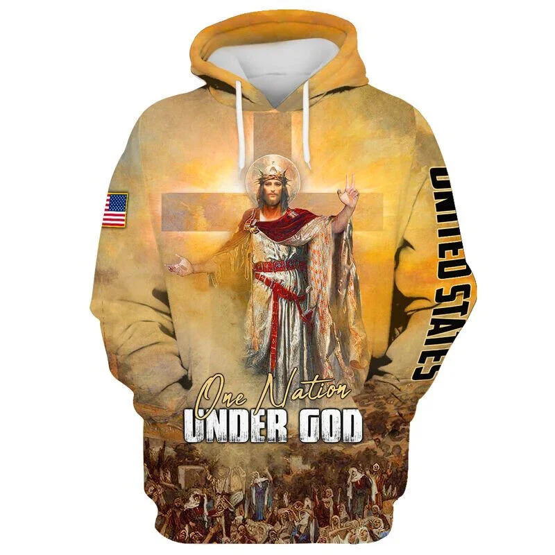 3D Printing Christian Jesus Hoodies Jesus Bless Us Faith Above Fear Hooded Sweatshirts Kids Fashion Streetwear Pullovers Clothes