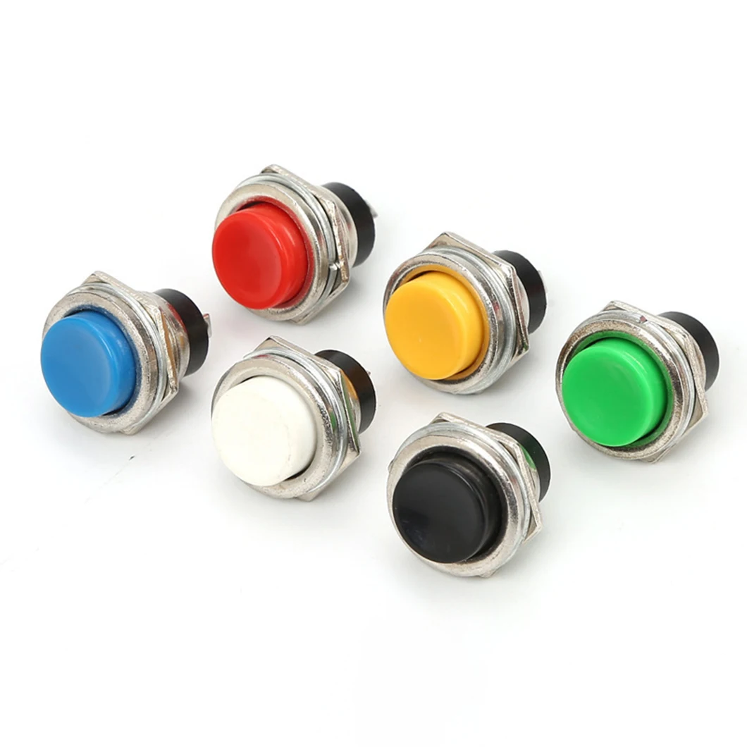 10PCS/LOT DS-212C 16MM OFF-(ON) Momentary Push Button Switch 1NO Plastic Push Button with 2Pin Terminal for Arcade Game Console