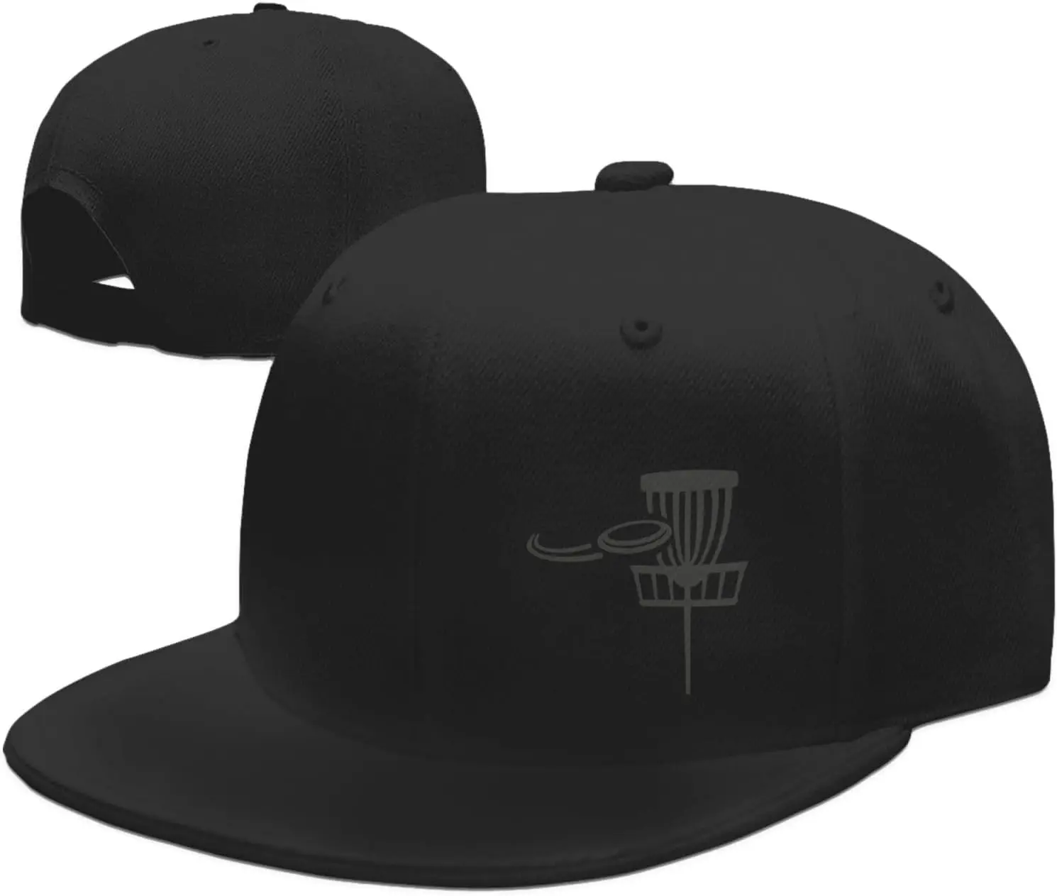 Disc Golf Basket with-Flying-Disk Hats for Men Black Hat Flat Bill Mens Trucker Hats Classic Baseball Cap