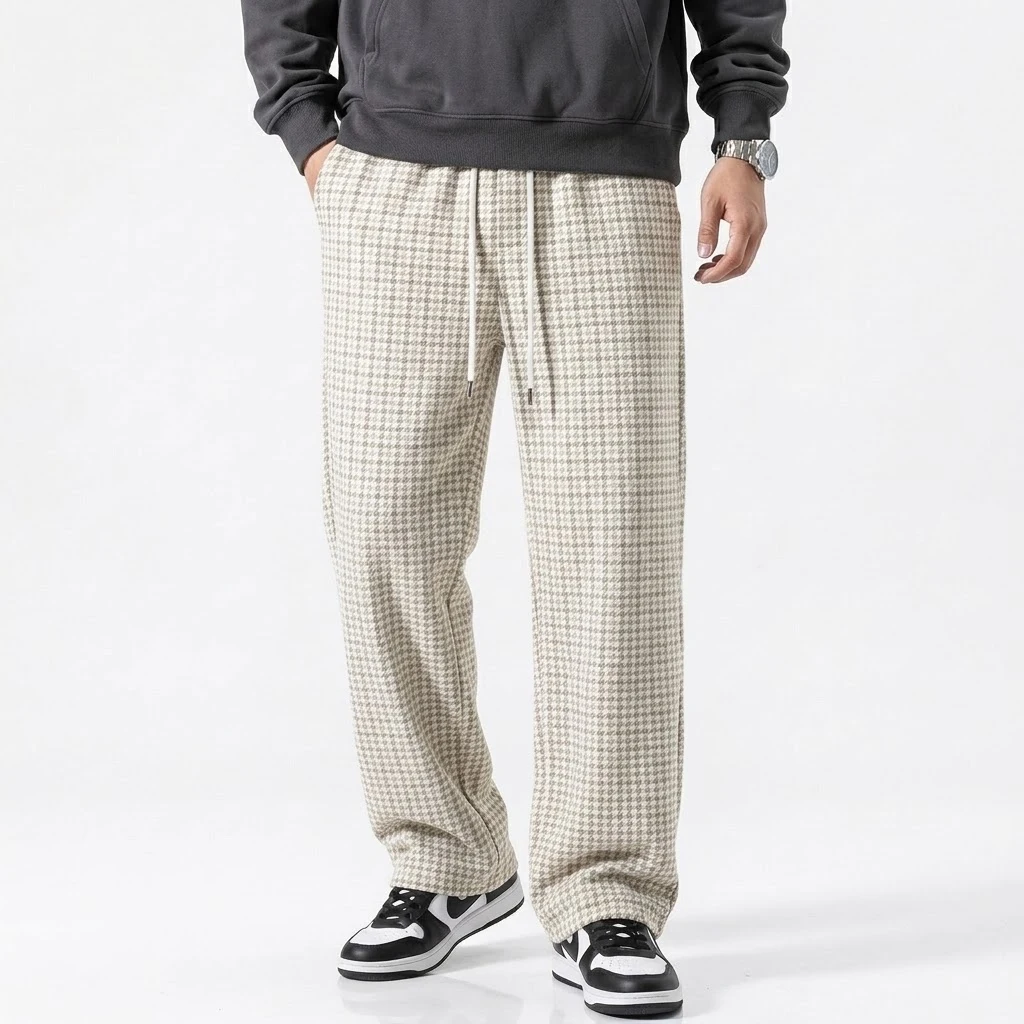 New Mens Casual Trousers Loose Fit Drawstring Straight Leg Pants Hip Hop Streetwear Jogging Athletic Sweatpants Men Sweatpants