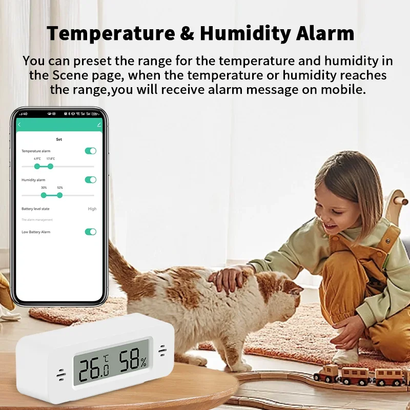 Tuya WiFi Temperature Humidity Sensor For Smart Home Thermometer Hygrometer APP Remote Alarm Work with Google Home Yandex Alexa