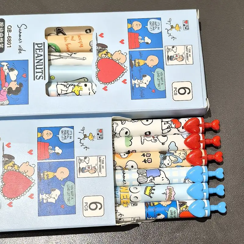 Snoopys batimento cardíaco imprensa caneta alta beleza ins limitado bonito estudante st cabeça velocidade seco escovação perguntas caneta neutra 0.5 6 pçs/set