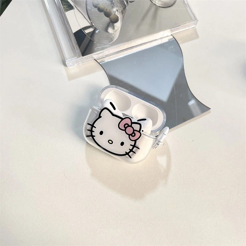 Sanrio Hello Kitty 3D kompatybilny z Bluetooth zestaw słuchawek PC twarda obudowa etui na słuchawki dla AirPods 1 2 Pro 3 Pro2 pokrowiec