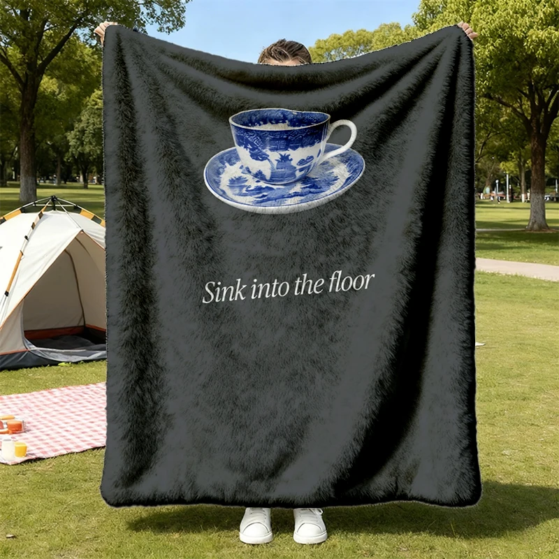 Sink Into the Floor T, Flannel Blanket, Creepy Saucer Horror Movie Graphic Flannel Throw