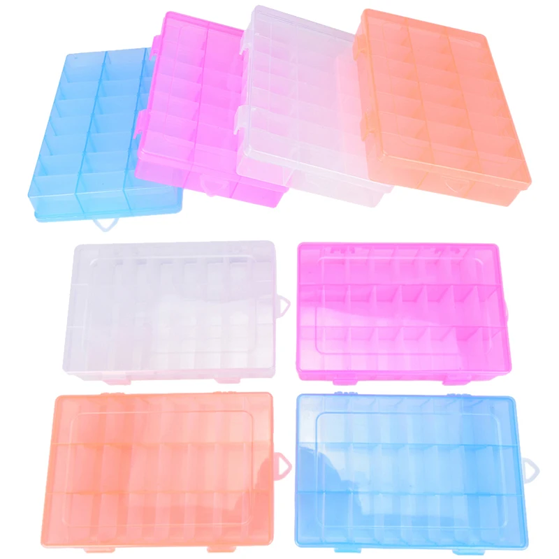 24 Grids Transparent Plastic Organizer Box Adjustable Compartment Storage Box For Beads Fishhook Earring Jewelry Container