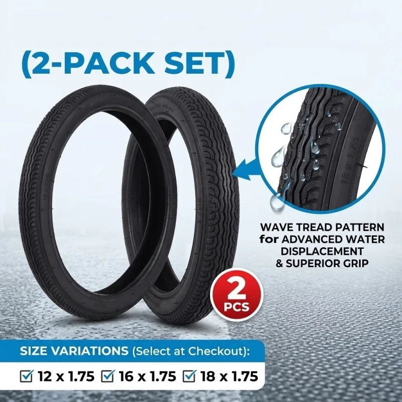 2pcs 12/16/18x1.75 Kids Bicycle Tires Children Bike Tyres 12 16 18 Inch Water Tread Street Cycling Parts For BMX Folding Cycle