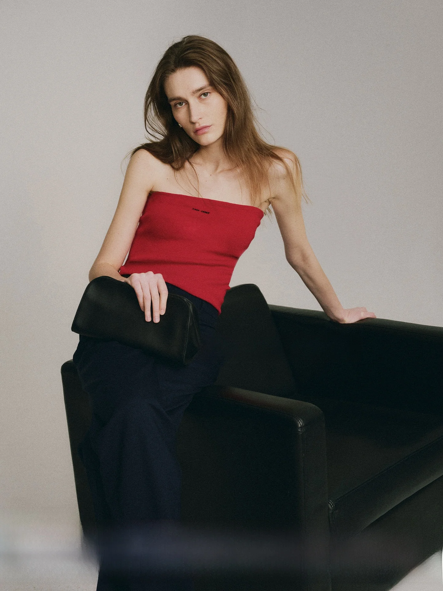 

Optimized Proportions Knitted Embroidered Letter Tube Top Women's Fashion Show ChicJane M1U One-Piece Form-Fitting Vest