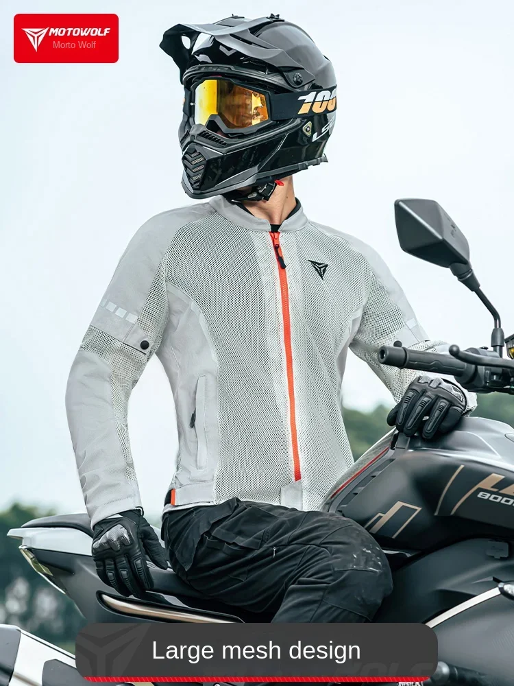 Motowolf Motorcycle Jacket Summer Mesh Breathable Sweat Wrest Motorcycle Commuter Racing Wear with Protective Fall Protection