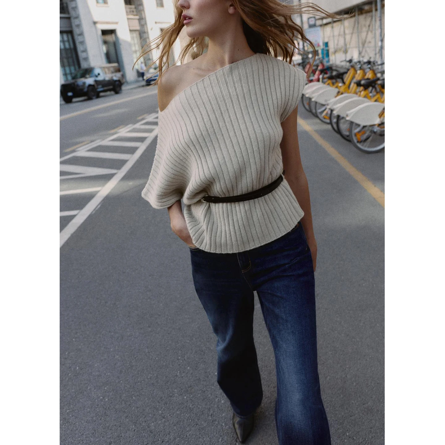 Fall New Women's Simple Asymmetric Belt Top Polyester Fiber Regular Sve Length Overhead Wear China Made Faion Sle