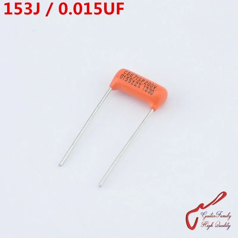 New - GuitarFamily Orange Tone Capacitor  CDE715P  153J  0.0155UF 200V  For Electric Guitar Bass Cap MADE IN USA