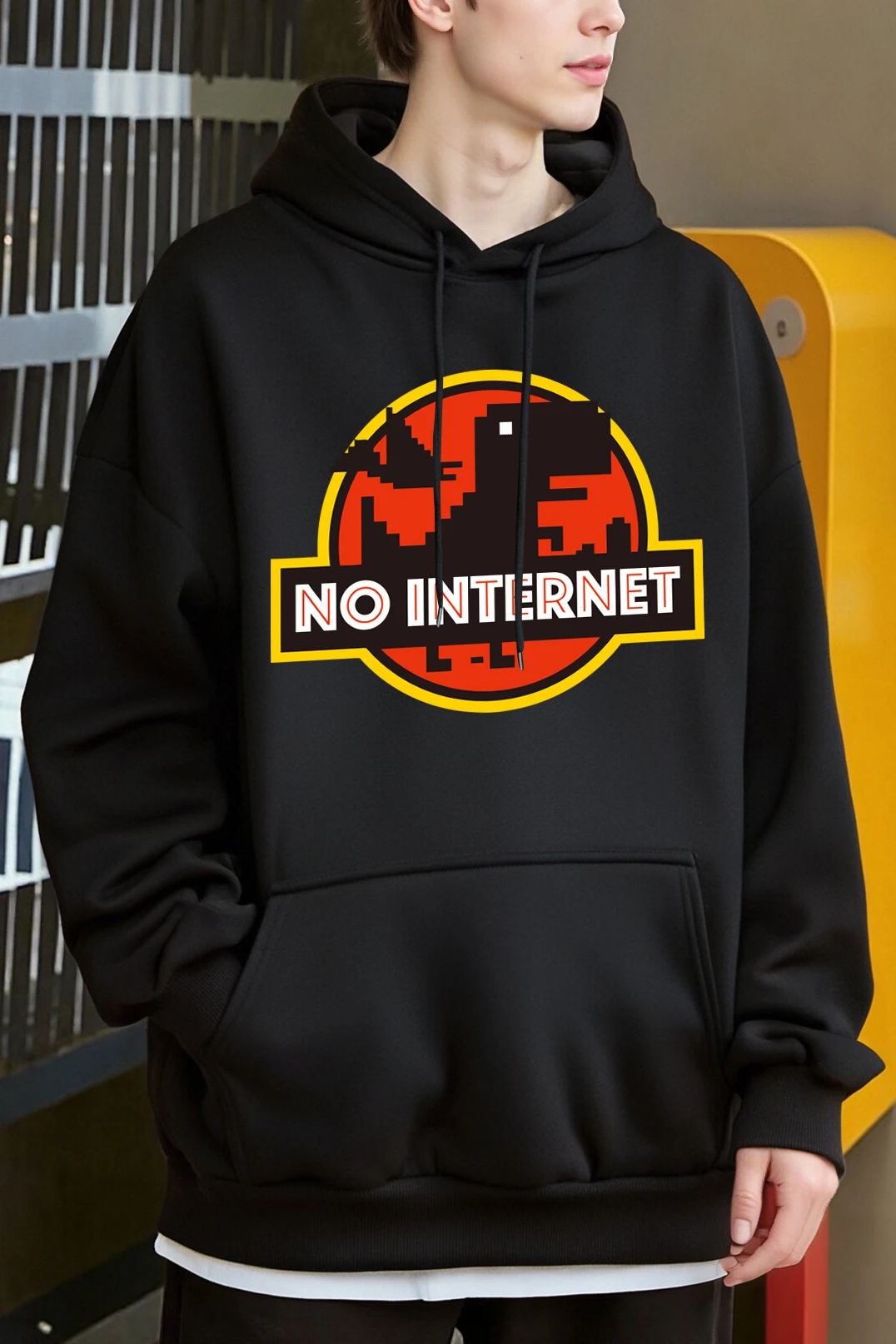 Kein Internet Dinosaurier Drucke Hoodies Männer Casual Kleidung Mode Y2K Hoody Herbst Fleece Streetwear Bequeme Mantel Alle-Spiel