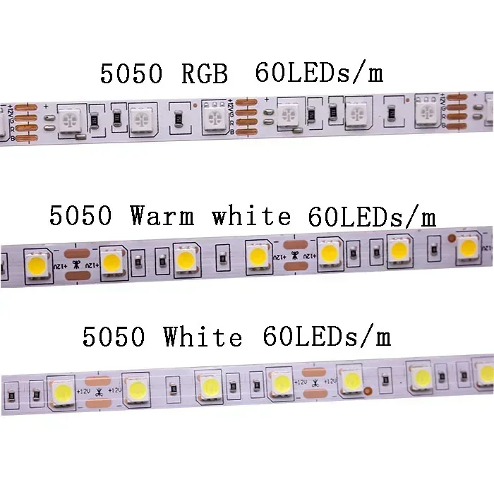 Tira de luces LED RGB, cinta Flexible de 12V, 24V, 5M, 5050, 60/120LEDs/m, CCT NW, 4000K, 5025, RGBW, blanco