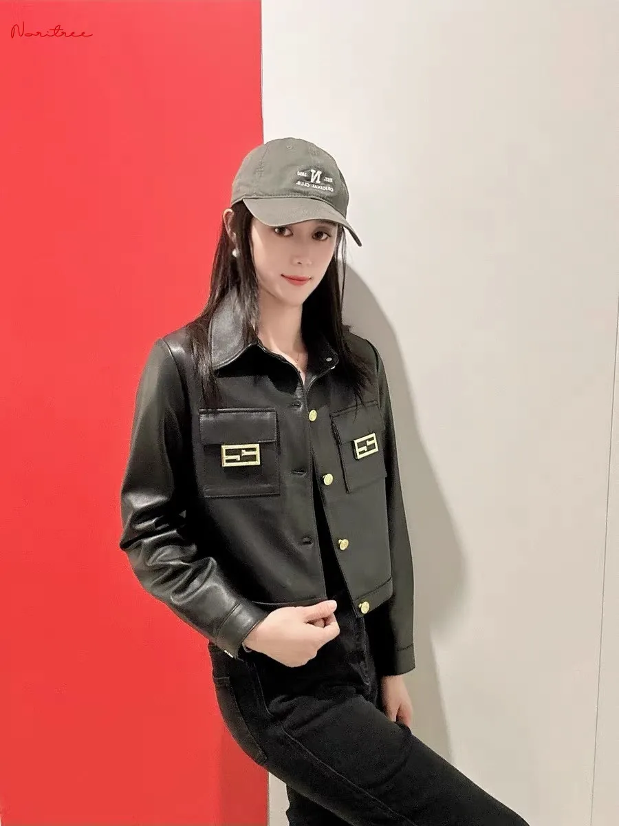 Real Leather Jacekts Natural Sheep Leather outerwear Female Fashion Pockets Real Leather Jackets wy1740