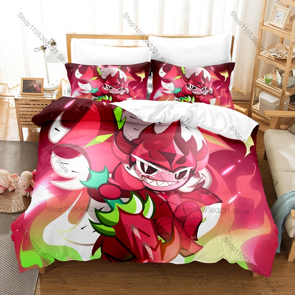 Kawaii Cookie Run OvenBreak Endless Runner Game Merch Bedding Set Duvet Cover + 2 Pillowcases Teen Room Decor