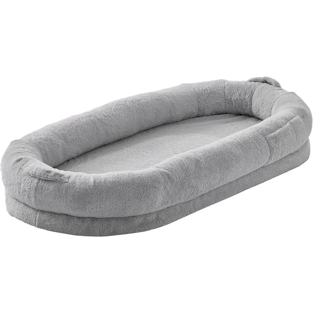 

Human Dog Bed, 67.7"x35"x9.8" Human Dog Bed for Adult, Human Size Dog Bed with Washable Faux Rabbit Fur Cover, Egg Orthopedic F