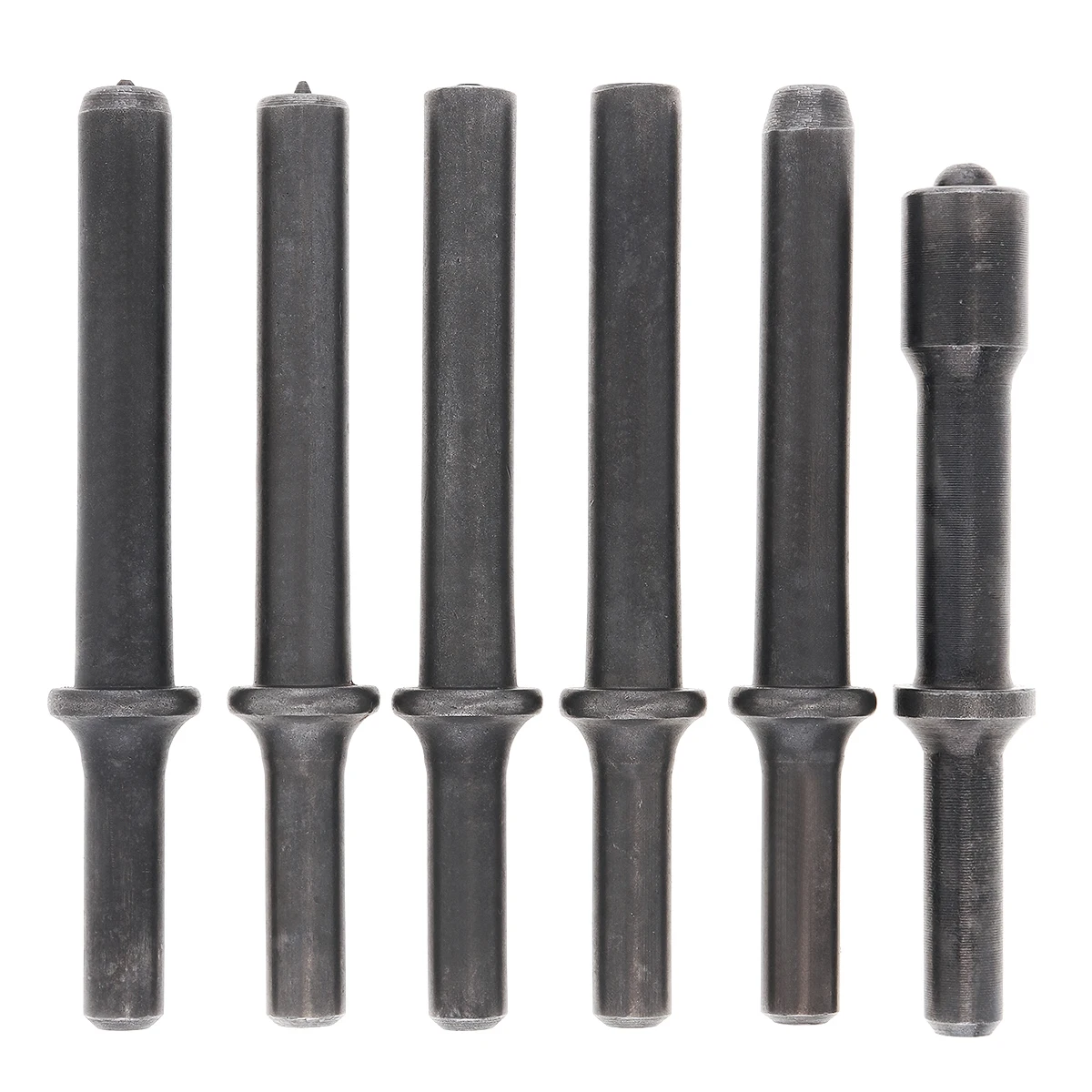 6pcs/set Hard 45# Steel Solid Air Rivet Gun Impact Head Pneumatic Tool Accessories for Drilling Rusting Removal