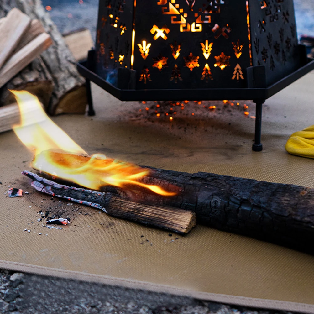 1 Juego de manta ignífuga de fibra de vidrio de silicona, estera plegable resistente al calor para acampar, hoguera, patio trasero, bolsa de almacenamiento portátil para fiestas
