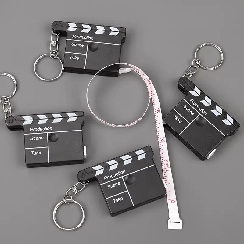 1.5m double-faced tape measure keychain key ring tools key chain creative plastic clapperboard keychain key holder portachiavi