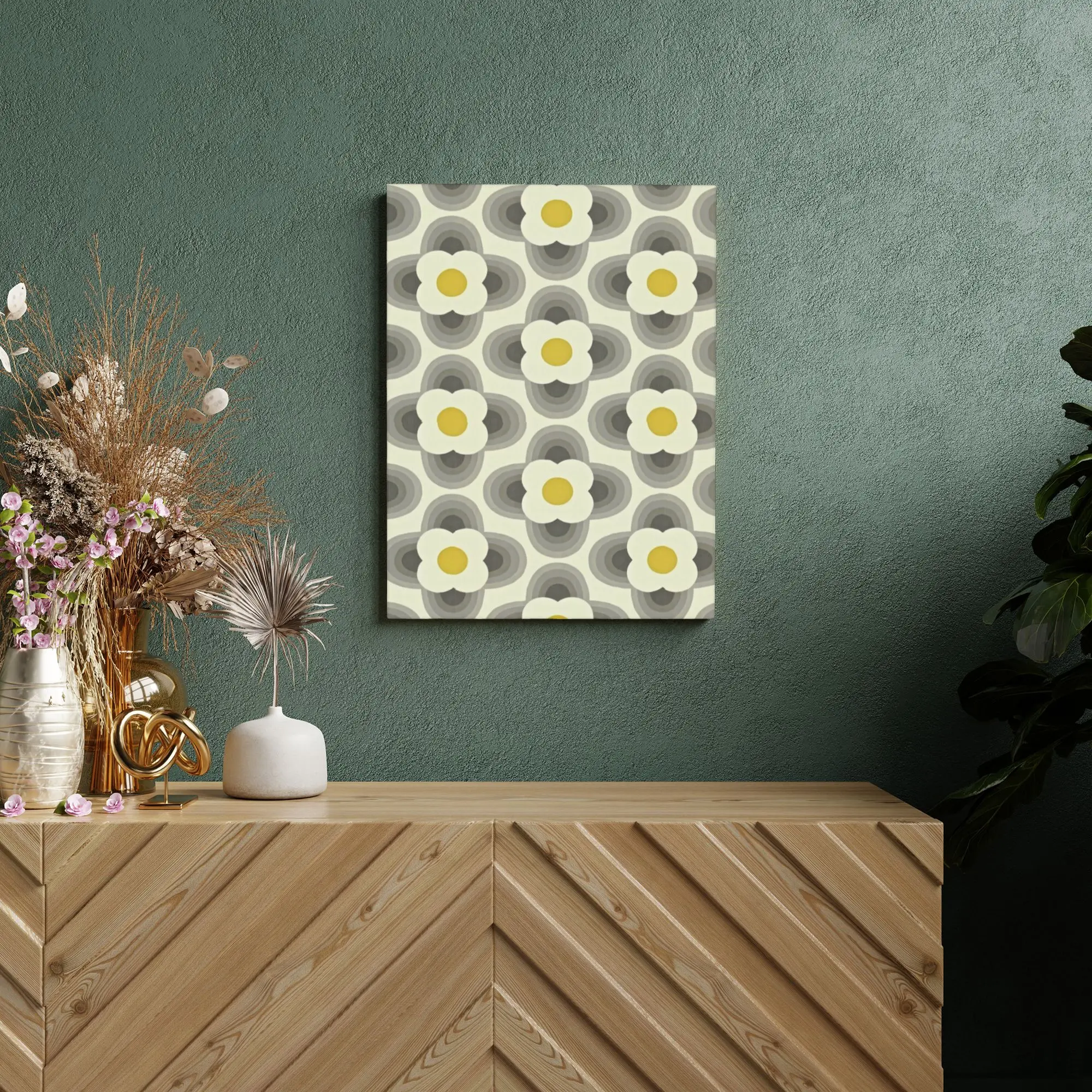 Unframed Canvas Print Art Wall Decor Picture Geometric Orla Kiely Abstract Flowers Scandinavian Canvas Artwork Gift 30x40cm