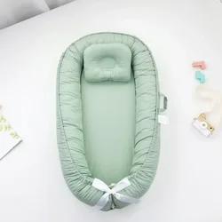 Solid Color Bionic Crib Medium Bed Pure Cotton Portable Baby Bed Anti-pressure Bed Surround Newborn Baby Bed