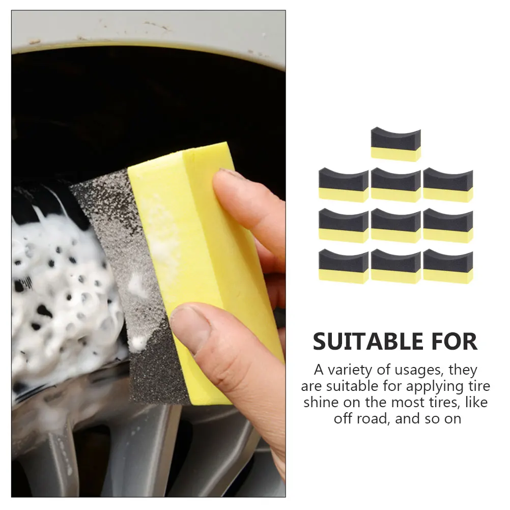 10pcs Car Wash Sponge Soft PE Material Tire Dressing Applicator Pads Waxing Scrubber Sponges for Auto Detailing Cleaning Tools