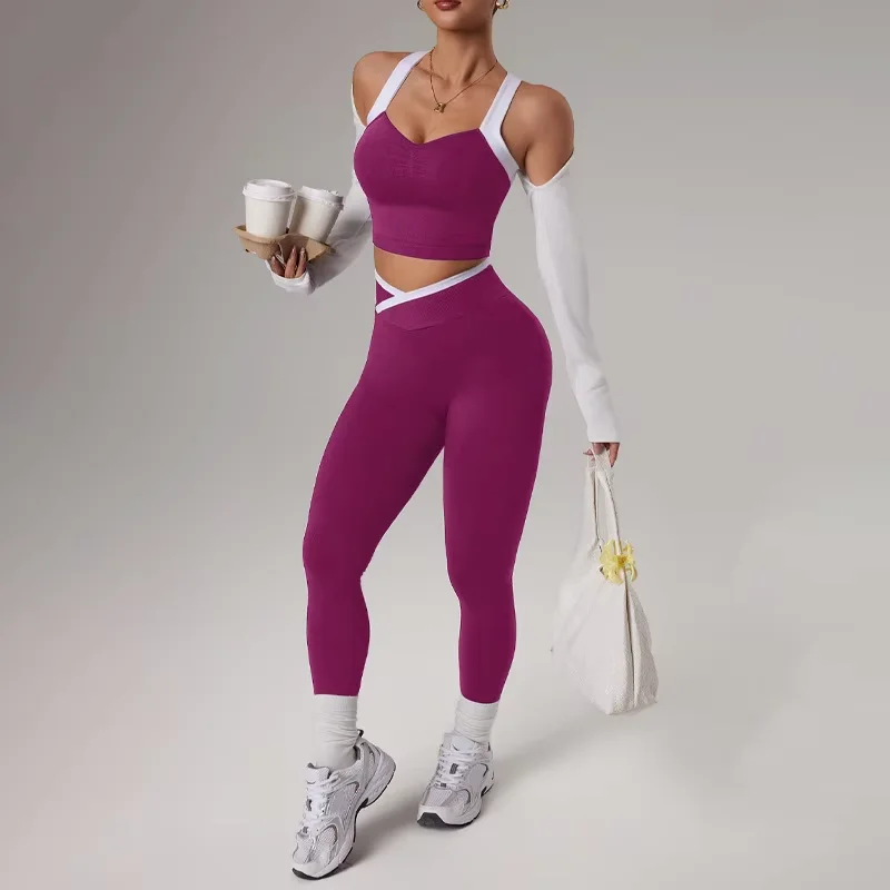 Cross-border Yoga Suit Women's Cross-back Bra Sports Underwear Hip-lifting Ankle-Length Trousers Pilates Tight High Waist